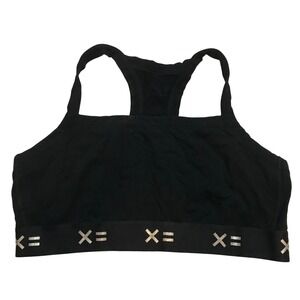 Tomboy X Sport Bra Black Logo Band Racerback Athletic Top Size 3X